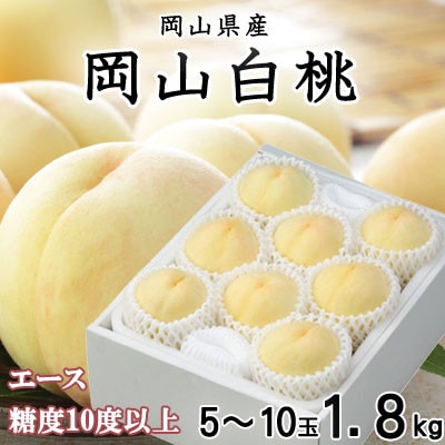 【先行受付】岡山白桃 エース 5～10玉 1.8kg 岡山県産【配送不可地域：離島・北海道・沖縄県】