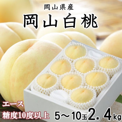 【先行受付】岡山白桃 エース 5～10玉 2.4kg 岡山県産【配送不可地域：離島・北海道・沖縄県】