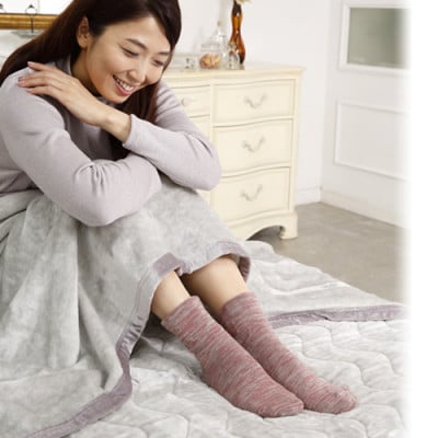 着る岩盤浴BSファイン　しっとりぽかぽかソックス【Mサイズ/ピンク】