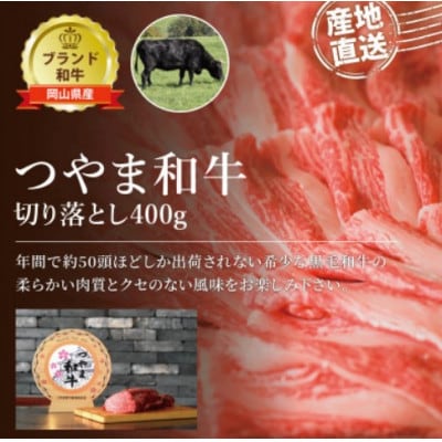 【岡山県産黒毛和牛】つやま和牛切り落とし400g【配送不可地域：離島】
