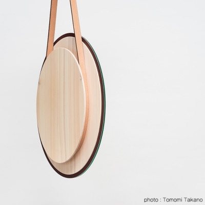 ヒノキのオーバルミラー　ラージ　TSUYAMA FURNITURE