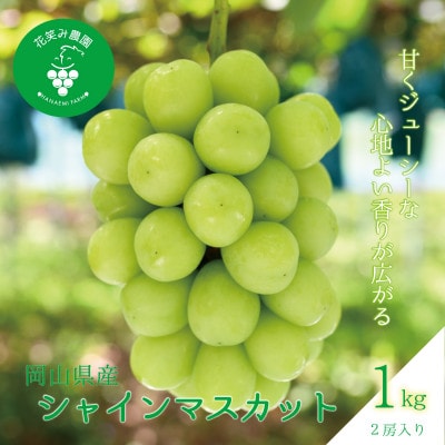 【2026年先行受付】岡山　花笑み農園の 『シャインマスカット』1kg(2房)　S-1【配送不可地域：離島・北海道・沖縄県】