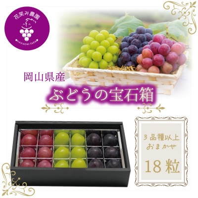 【2026年先行受付】岡山　花笑み農園『ブドウの宝石箱』3種以上(18粒入り)　3M-宝18【配送不可地域：離島・北海道・沖縄県】