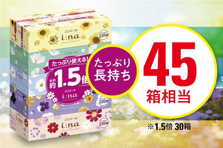 【津山工場限定】エリエール i:na(イーナ)ティシュー 220組5箱×6パック(30箱)【配送不可地域：離島・北海道・沖縄県】