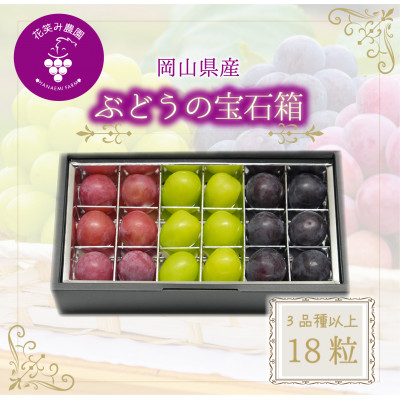 【2026年先行受付】岡山　花笑み農園『ブドウの宝石箱』3種以上(18粒入り)　3M-宝18【配送不可地域：離島・北海道・沖縄県】