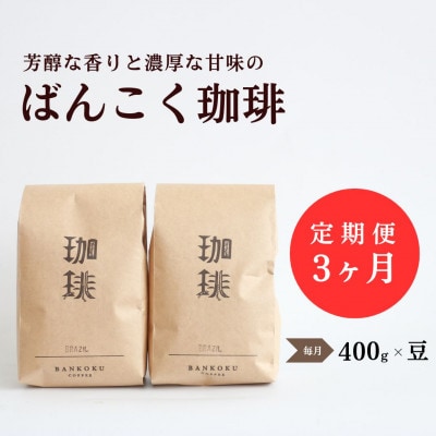 【毎月定期便】芳醇な香りと濃厚な甘味の珈琲 計400g豆　全3回