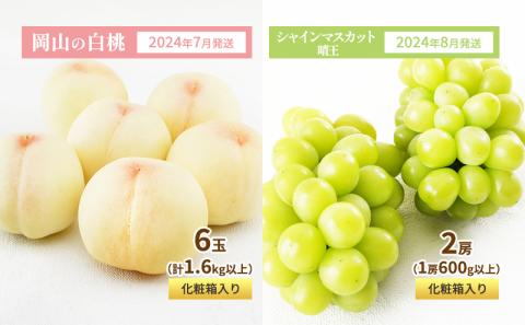 フルーツ 定期便 2026年 先行予約 フルーツ王国 岡山 ベストセレクト 2回コース 桃 もも 葡萄 ぶどう マスカット 岡山県産 国産 果物 セット ギフト 旬のフルーツ 果汁きめ細やか 岡山の白桃 晴王