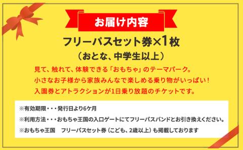おもちゃ 王国 フリーパス セット 券 （おとな、中学生以上） 入場券 チケット