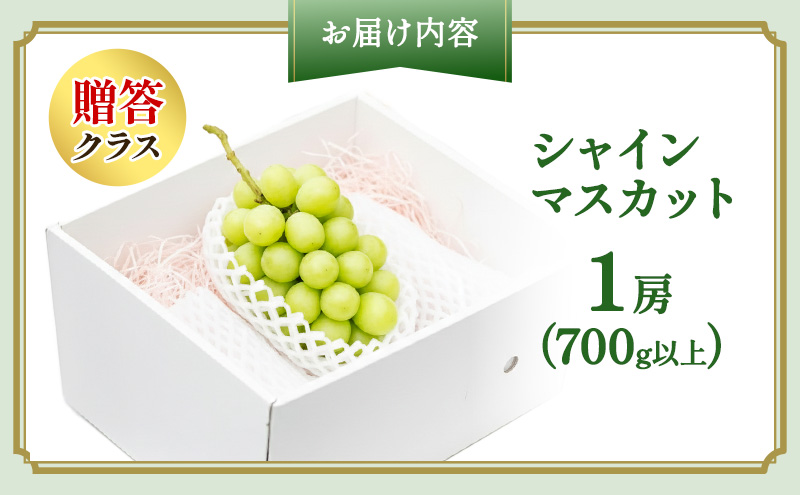 ぶどう 2026年 先行予約 プレミアム シャインマスカット 1房（700g以上） 大粒 大房 贈答クラス  ブドウ 葡萄  岡山県産 国産 フルーツ 果物 ギフト OEC KINGDOM ぶどう家 果物類