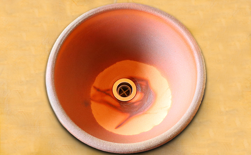 洗面ボウル 洗面鉢  洗面器  (盆栽鉢としても可) 景色：ゴマ・ヒダスキ・サンギリ　※複数種類からお選びください。【備前焼 東児の花窯】