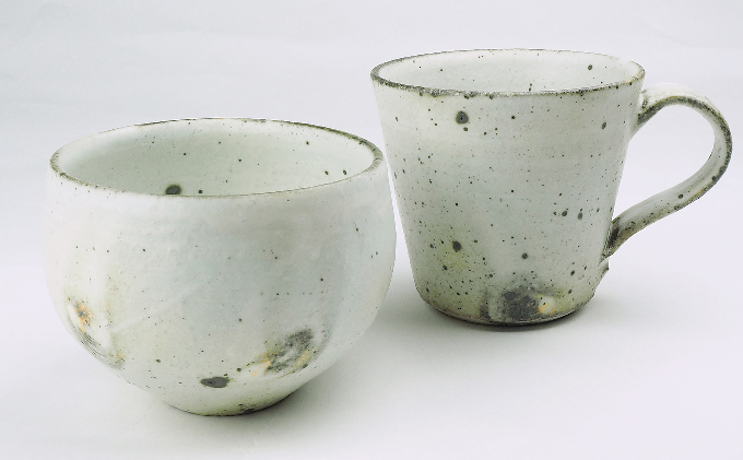 粉引ほっこり湯呑M 粉引マグカップ　セット