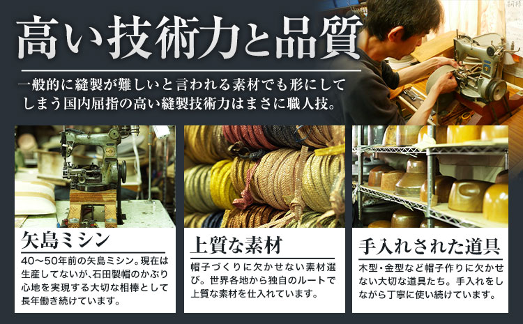 ラフィアブレード中折れソフトハット Sサイズ 株式会社石田製帽《45日以内に出荷予定(土日祝除く)》帽子 ハット ファッション 岡山県 笠岡市---4-01a-S---