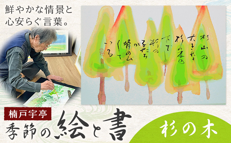 絵 書 書道 アート 季節の絵と書 杉の木 楠戸宇亭《90日以内に出荷予定(土日祝除く)》岡山県 笠岡市 送料無料 美術 作品 日本画 絵 インテリア---K-54-suginoki---