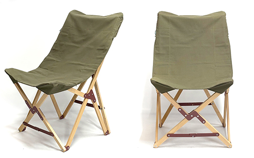 折りたたみ椅子 オリーブ色 PARAGON FOLDING CAMP CHAIR (BEECH MATERIAL / 15oz DUCK FABRIC SEAT OLIVE)