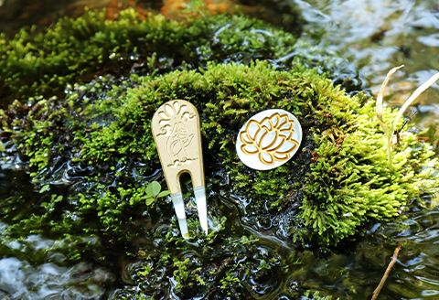 43-03ゴルフマーカー・グリーンフォークセット【蓮華（RENGE）1.0】