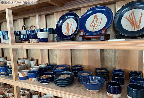 ７寸皿 デニム備前（備前焼緋襷藍釉）