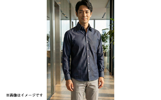 スーピマデニムのプレミアムシャツ(Mサイズ)
