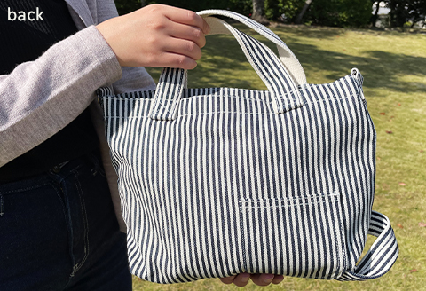 井原デニムランチバッグ（ヒッコリーストライプ）