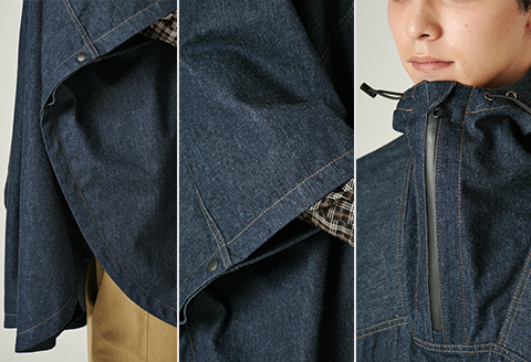49-02岡山デニムの多機能ポンチョ「デニチョ」