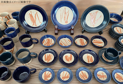 ７寸皿 デニム備前（備前焼緋襷藍釉）