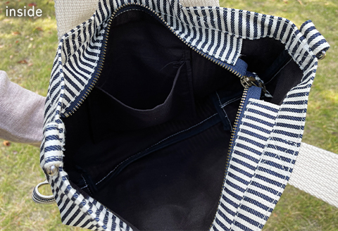 井原デニムランチバッグ（ヒッコリーストライプ）