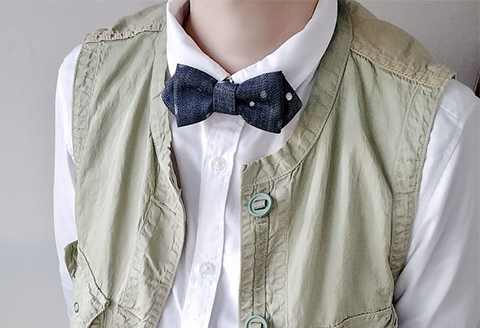 「どぶろくCantabile シュッとキリッと！おとなギフト」生どぶろく2本、井原デニムの蝶ネクタイ（ネイビー）セット