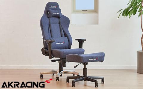 AKRacing Premium Denim＋AKRacing Footrest Denim（ヘッドレスト・ランバーサポート付き）