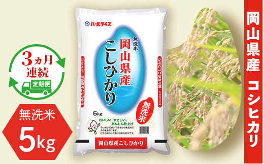 無洗米 こしひかり5kg【3ヶ月連続お届け】令和7年産 岡山県産