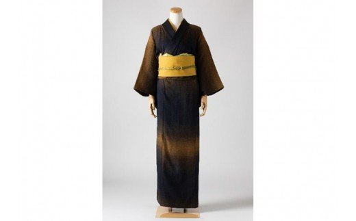 P-03　井原デニム着物　グラデマスタード　サイズM