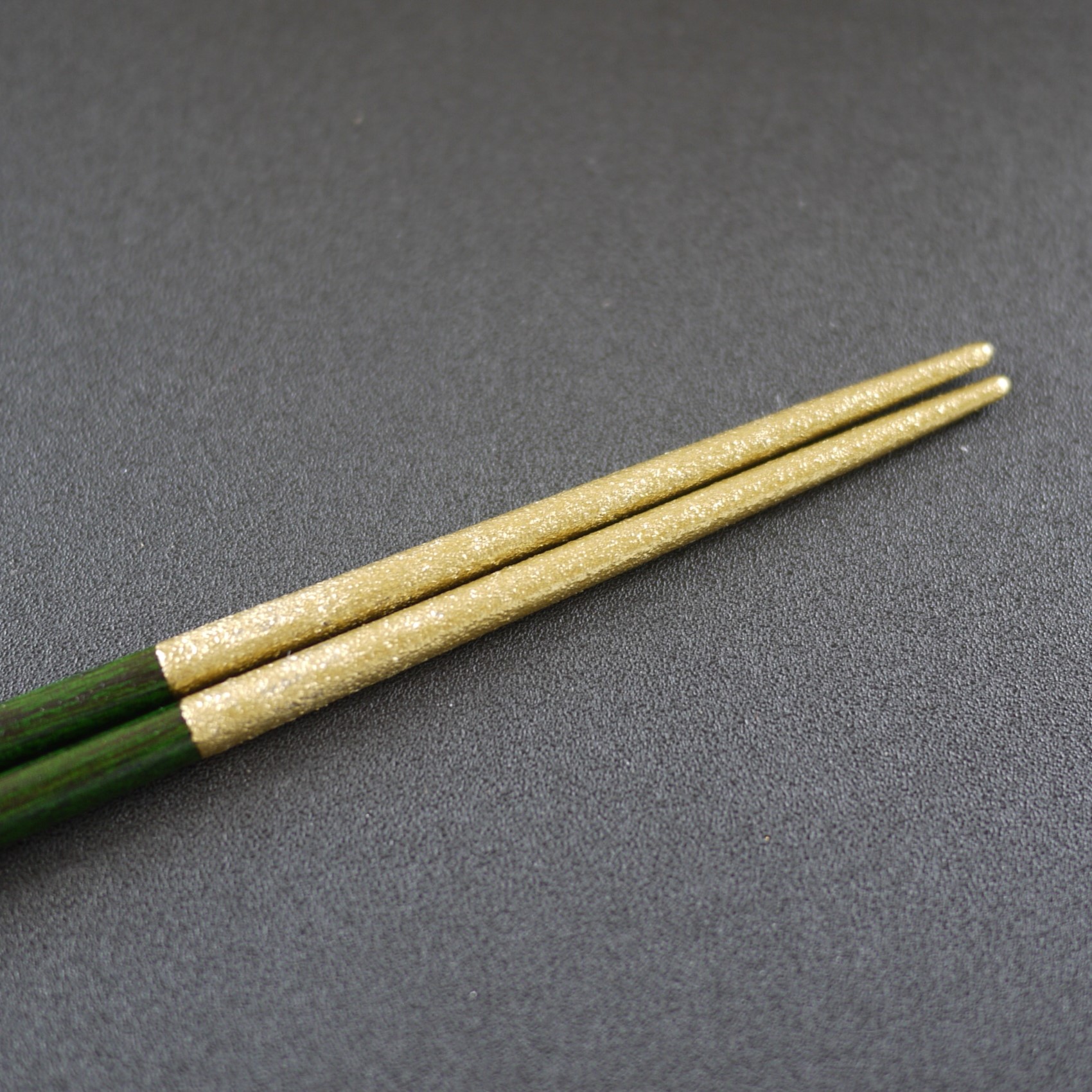 【漆工芸・黄薇彫】漆塗り箸（錫の輝き)／緑・24cm010-057