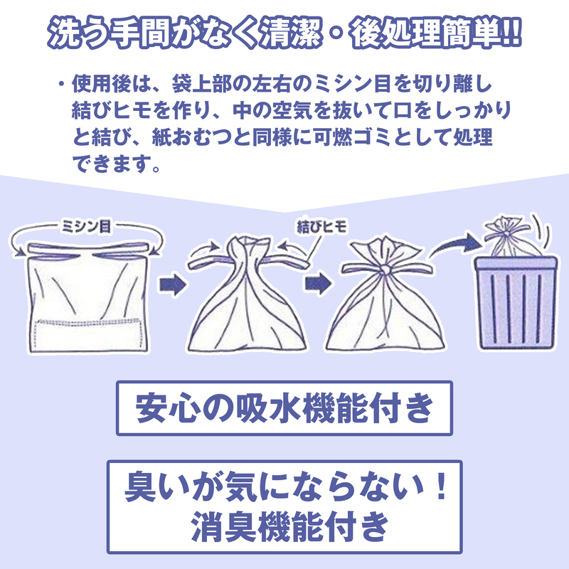 【吸水消臭機能付】非常用トイレットバッグ排泄物処理袋　黒10枚入007-004