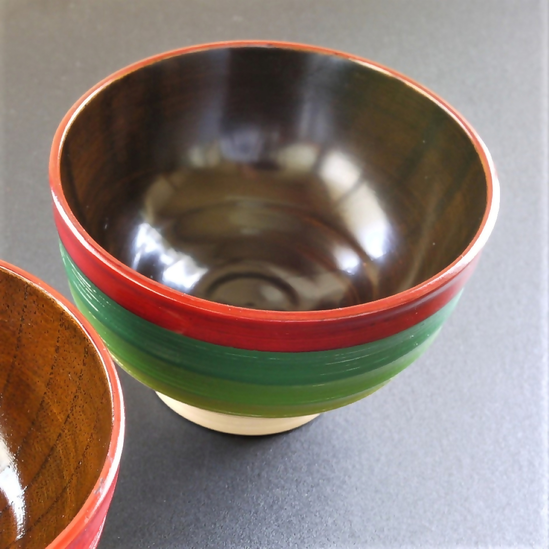 【漆工芸・黄薇彫】千筋椀／緑025-005