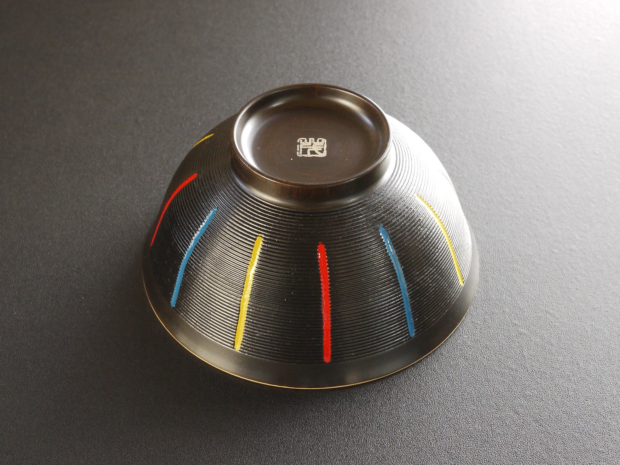 【漆工芸・黄薇彫】mini椀（十草柄）／黒027-006