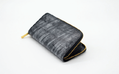 ブライドルレザー　ラウンドファスナー長財布（黒）160-001