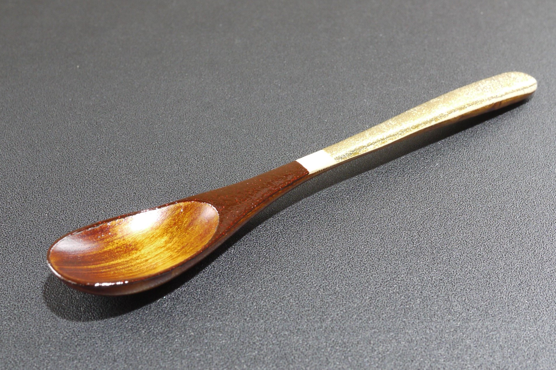 【漆工芸・黄薇彫】漆塗りティースプーン（錫の輝き）007-006