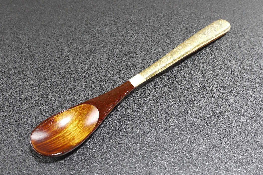 【漆工芸・黄薇彫】漆塗りティースプーン（錫の輝き）007-006