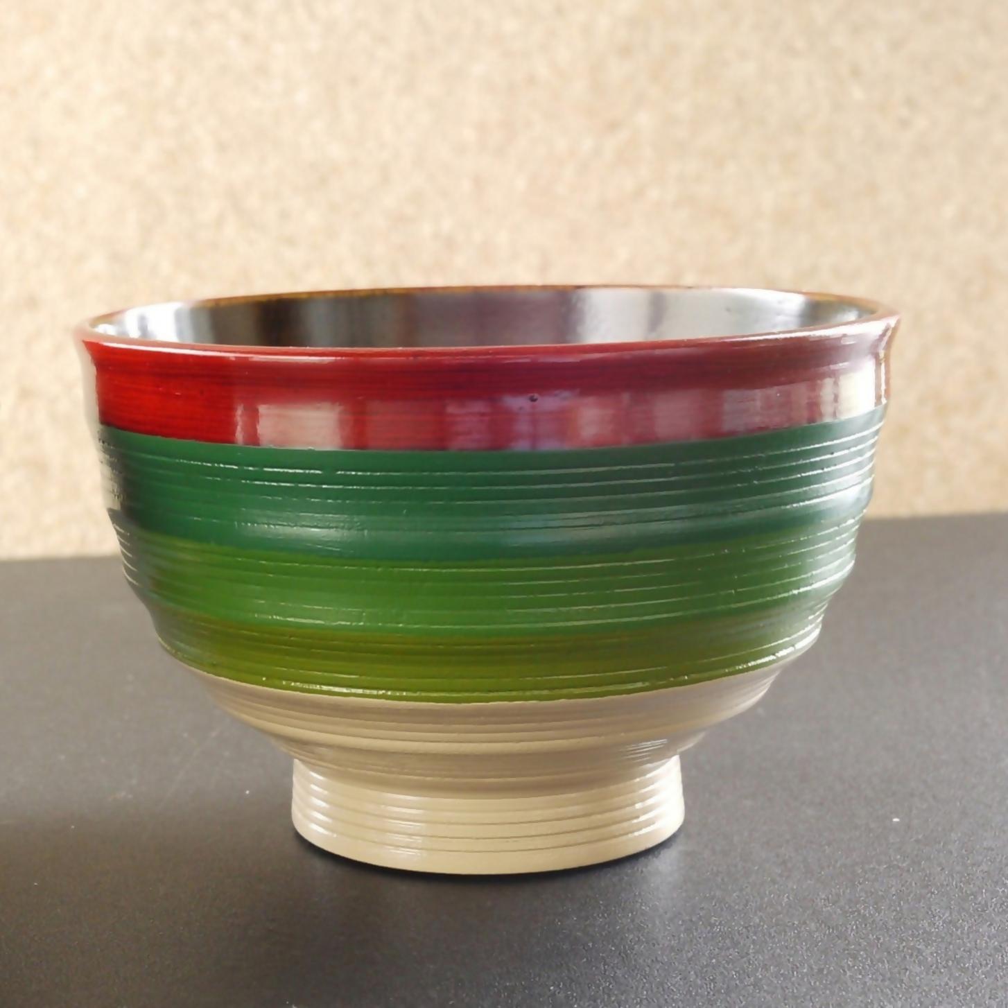 【漆工芸・黄薇彫】千筋椀／緑025-005