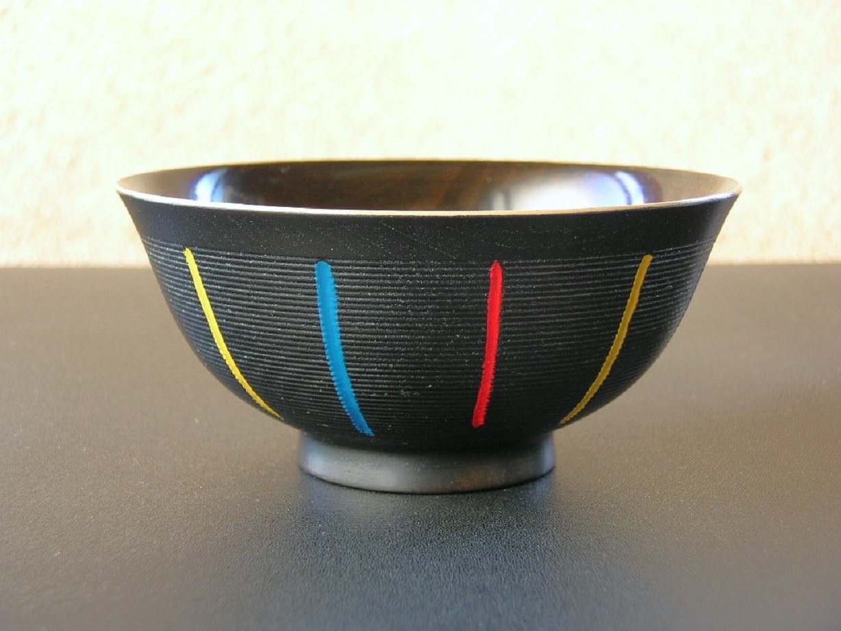 【漆工芸・黄薇彫】mini椀（十草柄）／黒027-006