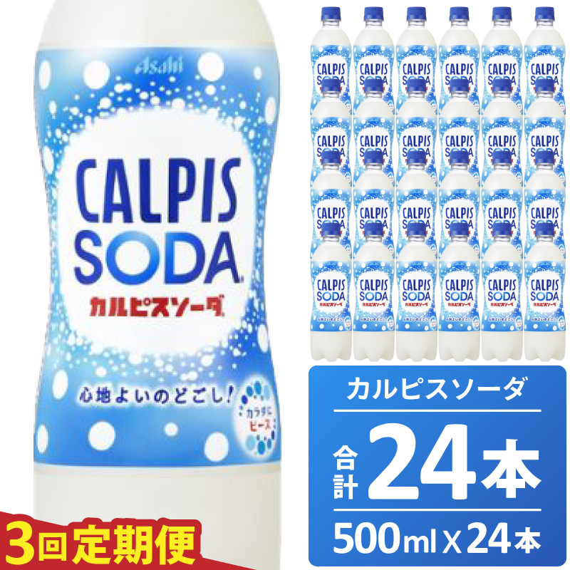 【定期便】カルピスソーダ（500mL×24本）〔3回配送〕039-002