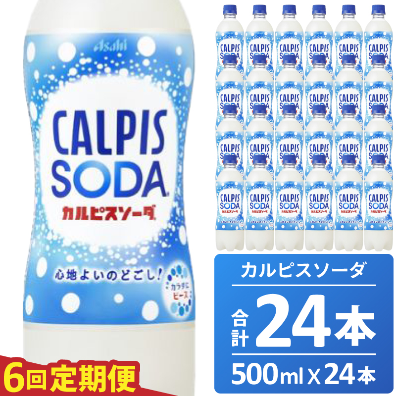 【定期便】カルピスソーダ（500mL×24本）〔6回配送〕078-002