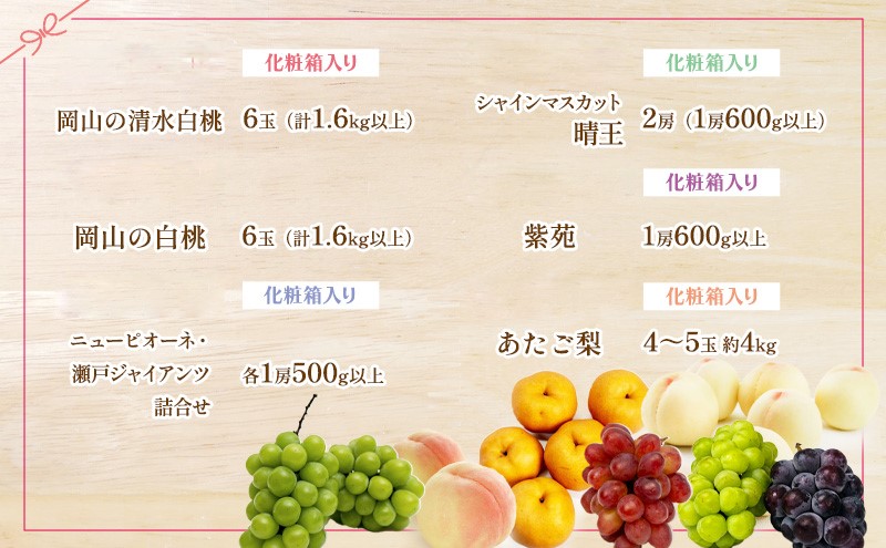 桃 ぶどう 梨 定期便 2025年 先行予約 フルーツ王国 岡山を堪能 6回コース 夏・秋・冬物語 白桃 フルーツ 果物 岡山
