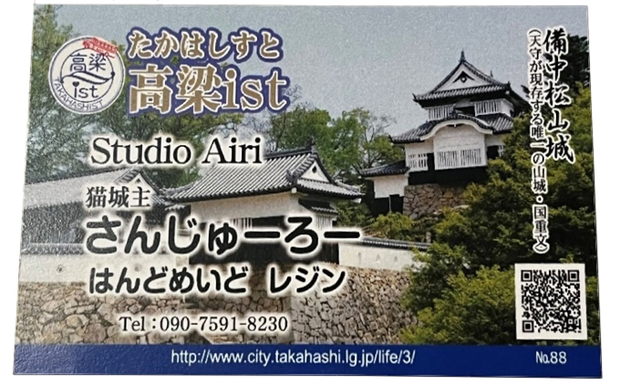 備中松山城猫城主さんじゅーろーレジンキーホルダー＆ポストカード