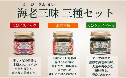 海老三昧・えびジェノベーゼ・えびエスニック3個セット　万能調味料　ご飯のお供_ktd