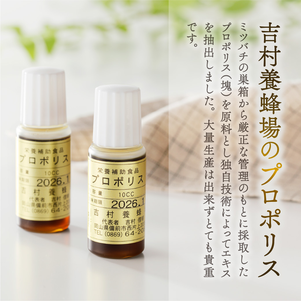 令和7年採取 純粋蜂蜜 液体 プロポリス10cc×２本セット