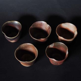 備前焼　輪花そばちょこ　酒器としても使えます　末石窯