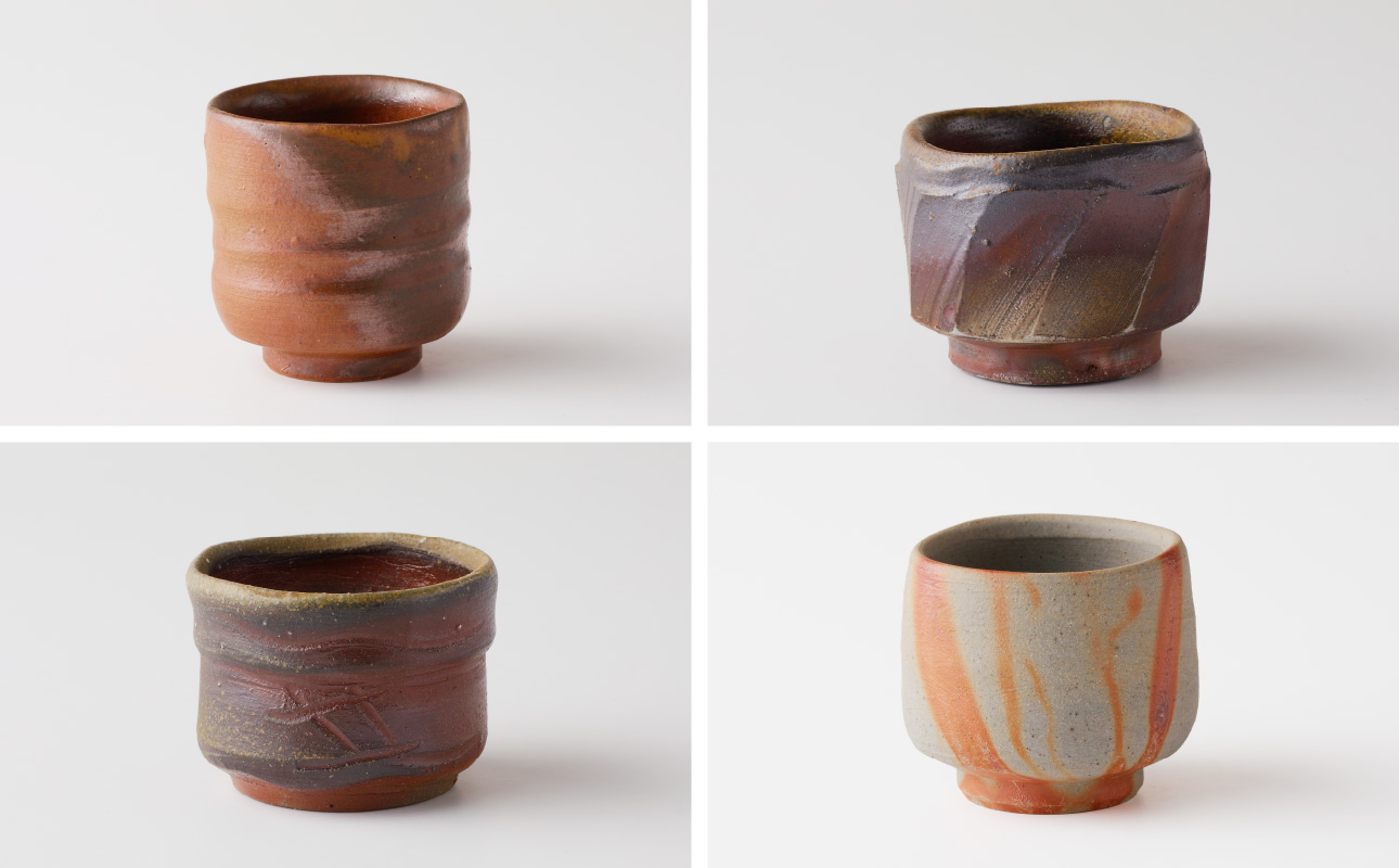 備前焼　ぐい呑・ポーチ（岡山県産デニム・真田紐使用）2個セット 2個セット