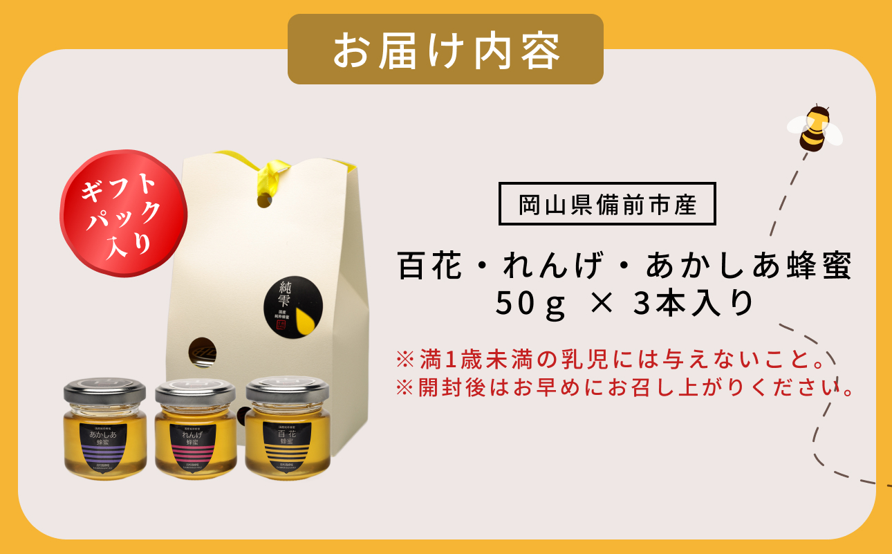 備前産 令和7年採取 純粋蜂蜜セット19 【ギフトパック】