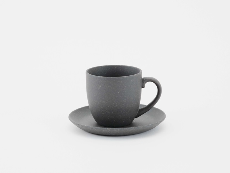 GOOD MORNING　マグカップ200＆プレートセット（gray）【 再生素材 地球にやさしいマグカップ プレートセット 】 gray 単品　プレートセット