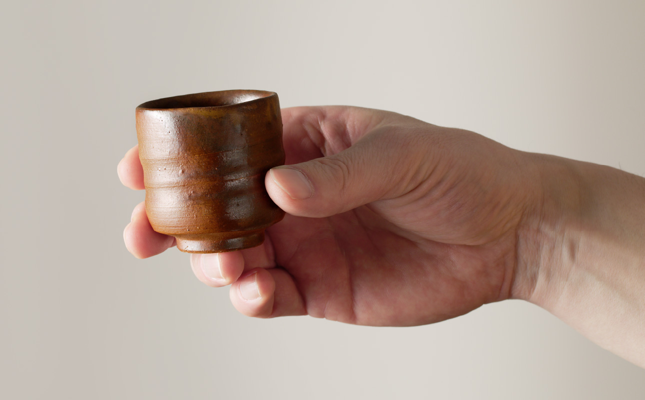 備前焼　ぐい呑・ポーチ（岡山県産デニム・真田紐使用）5個セット 5個セット