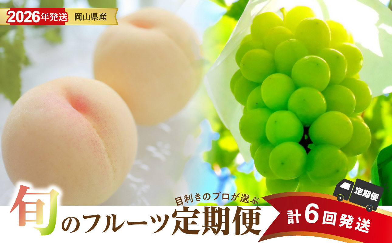 【2026年発送分 先行受付スタート！】【定期便】岡山県産　桃 約4kg・シャインマスカット 約5kg 計6回発送【シャインマスカット 晴王 葡萄 ぶどう 白桃 桃 もも 果物 くだもの フルーツ 定期便】